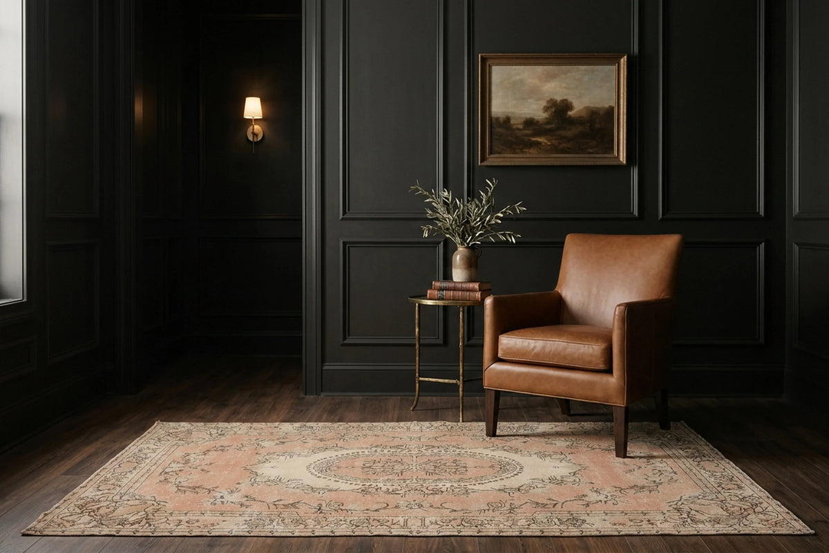 Beige Turkish rug in a styled room
