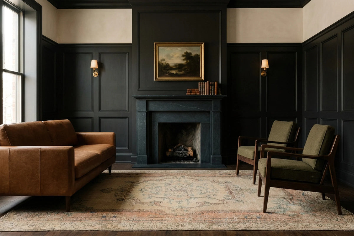 Beige Turkish rug in a styled room