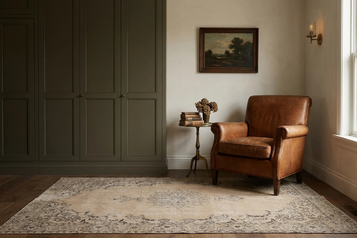 Beige Turkish rug in a kitchen