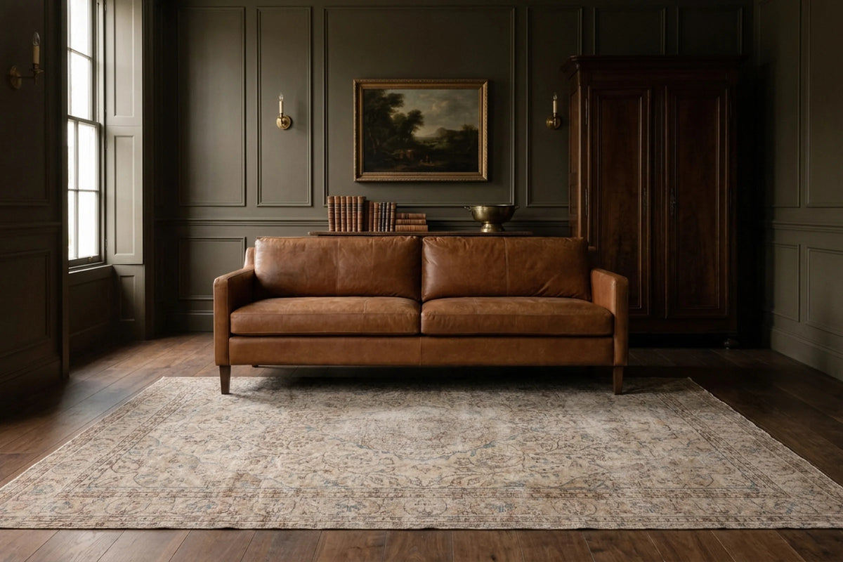 Beige Turkish rug in a styled room