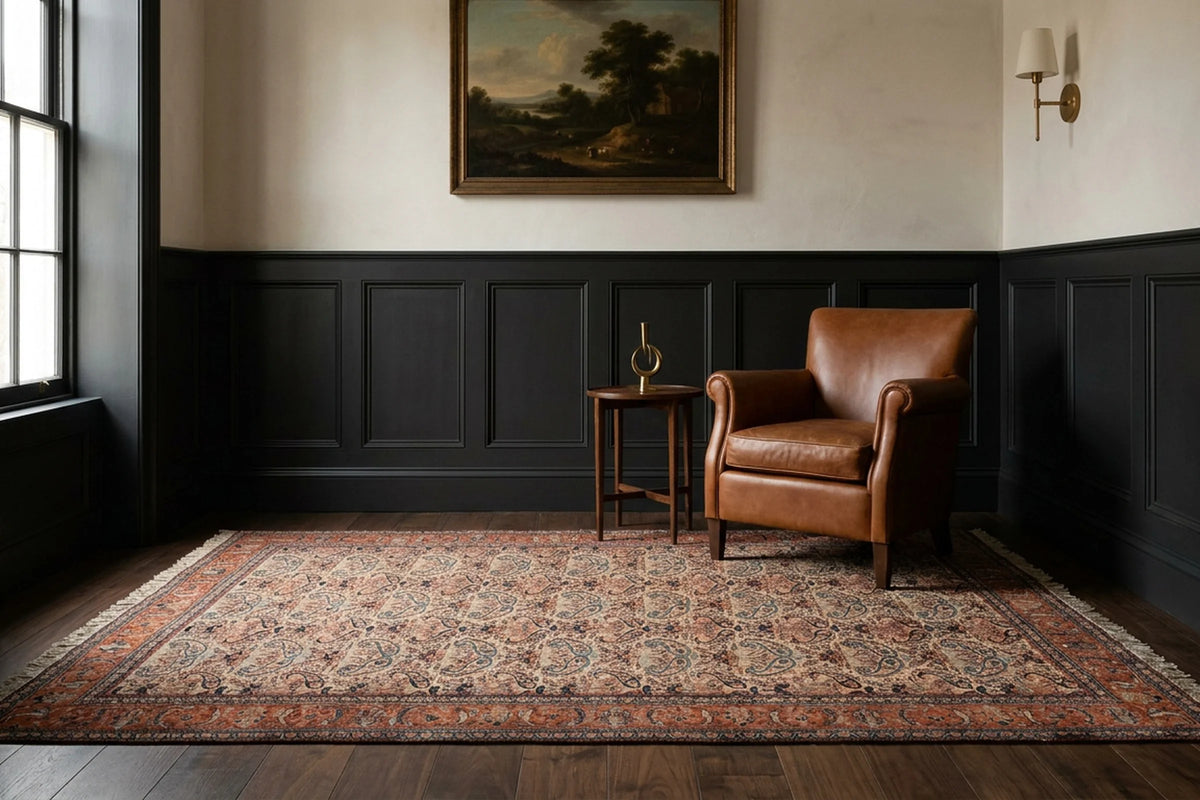 Beige Turkish rug in a styled room