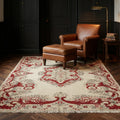 Beige Turkish rug in a library