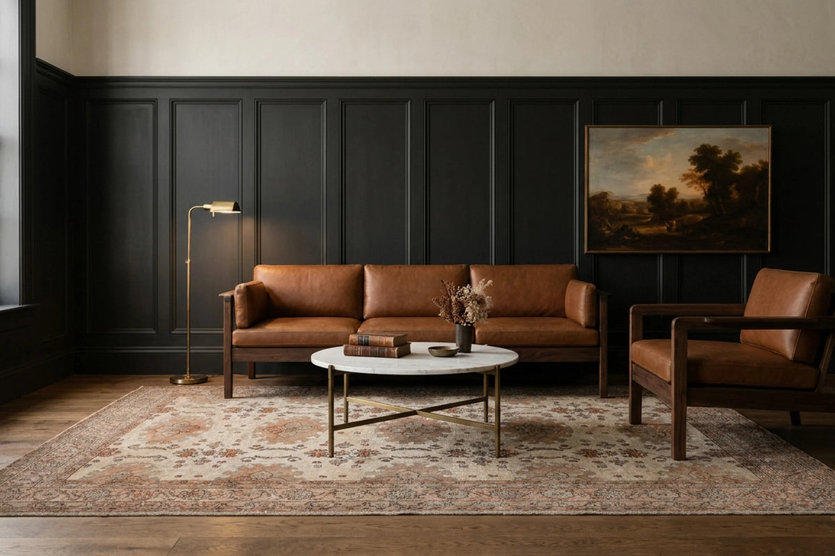Beige Turkish rug in a styled room