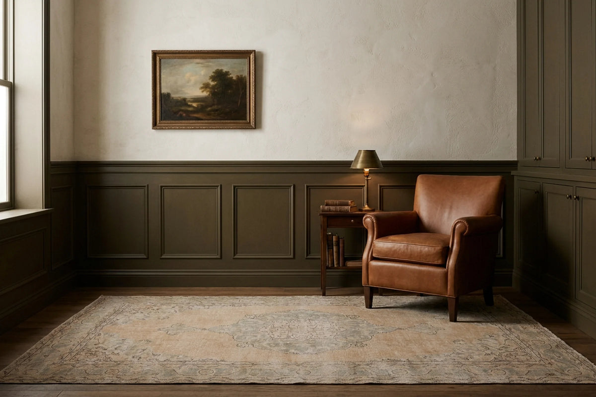 Beige Turkish rug in a styled room