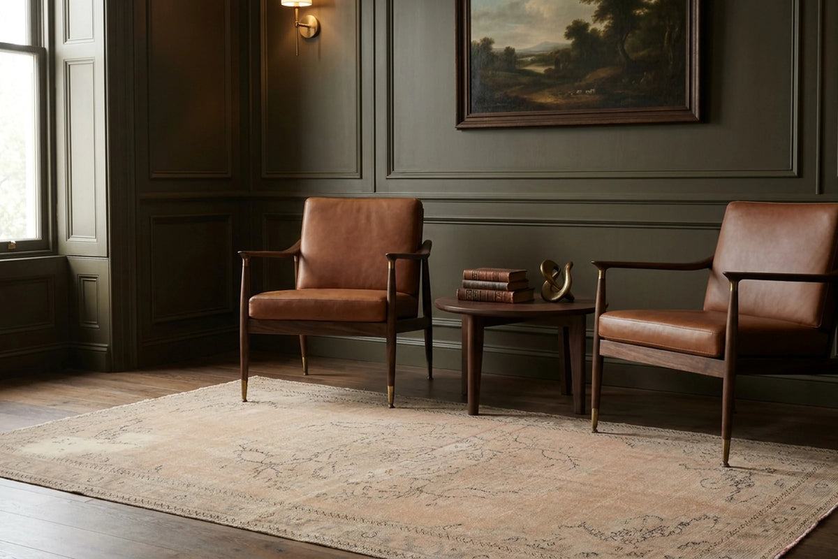 Beige Turkish rug in a styled room