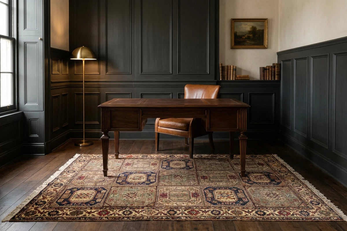 Beige Turkish rug in a study