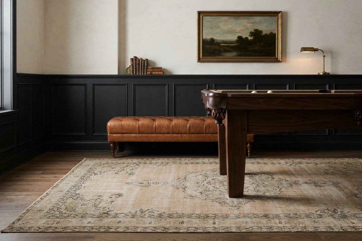 Beige Turkish rug in a styled room