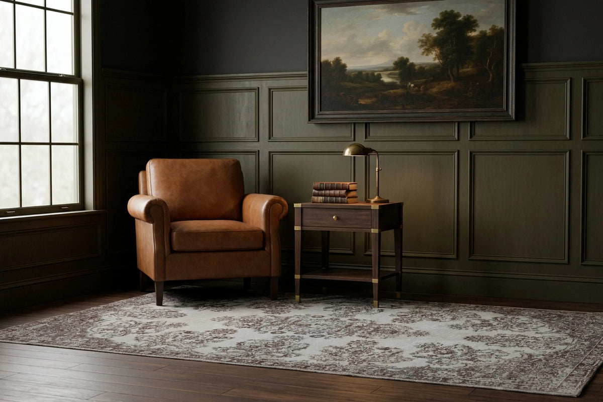 Beige Turkish rug in a styled room