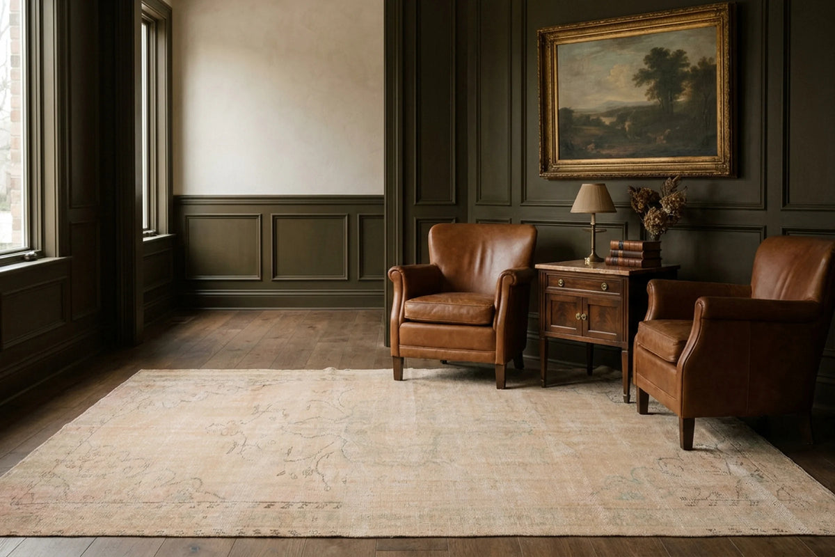 Beige Turkish rug in a conservatory