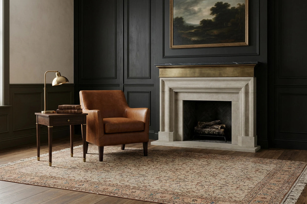 Beige Turkish rug in a styled room
