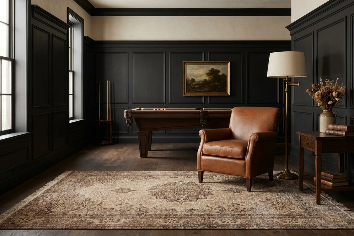 Beige Turkish rug in a styled room
