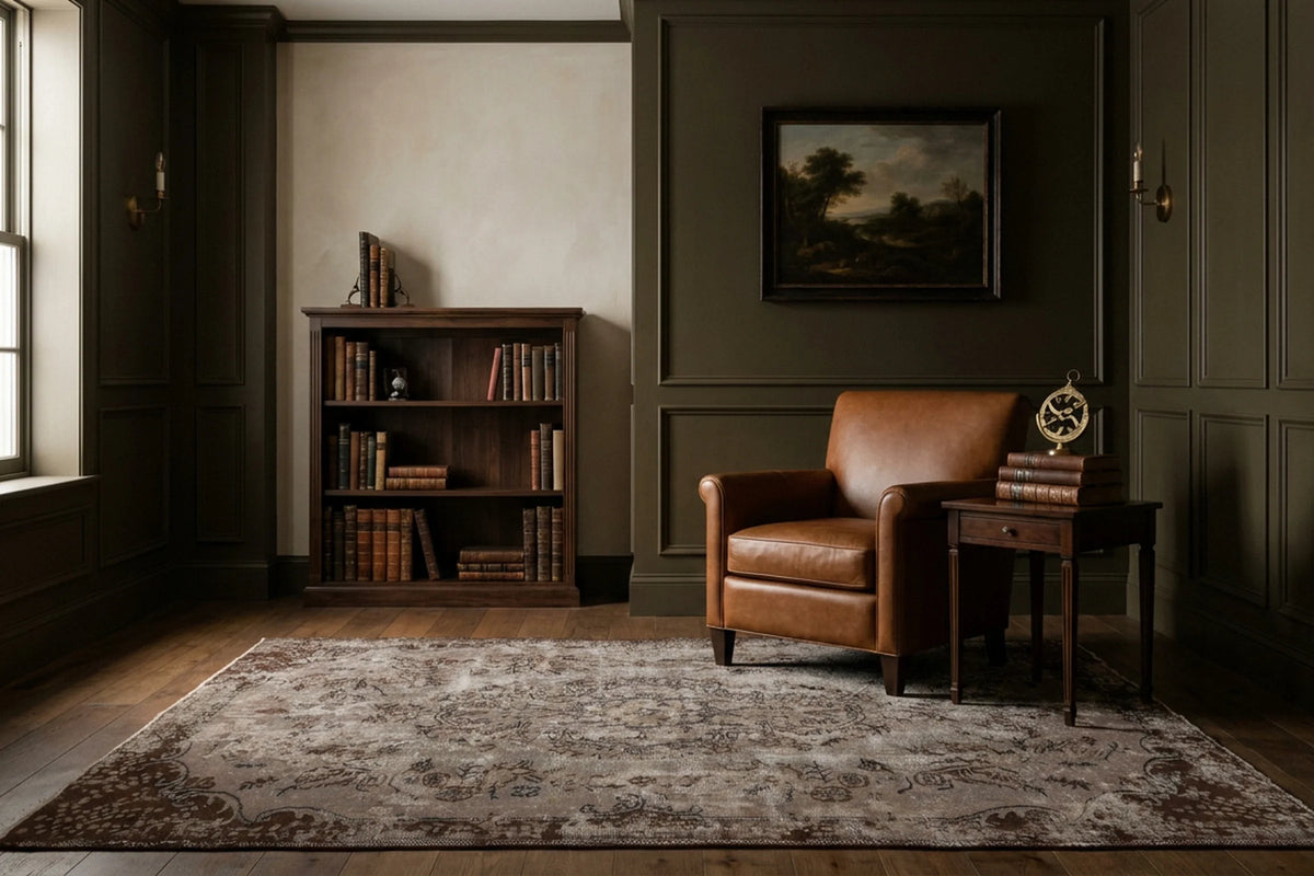 Beige Turkish rug in a styled room