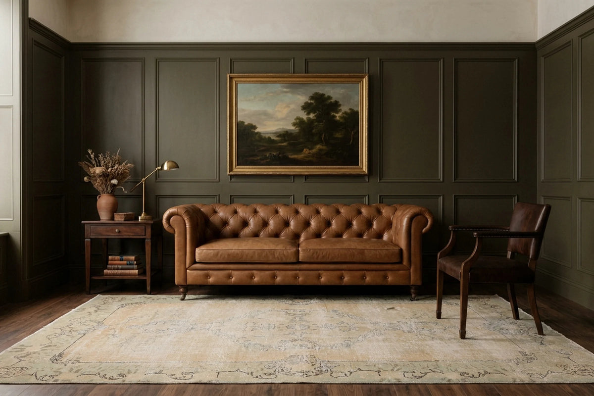 Beige Turkish rug in a styled room