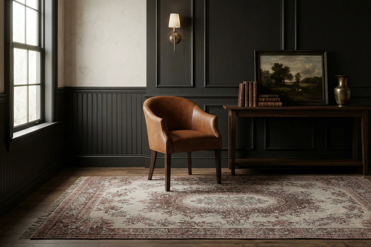 Beige Turkish rug in a styled room