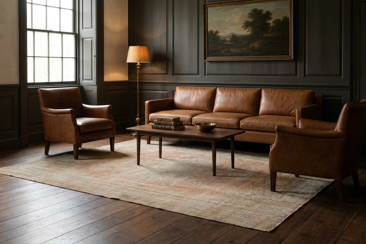 Beige Turkish rug in a styled room