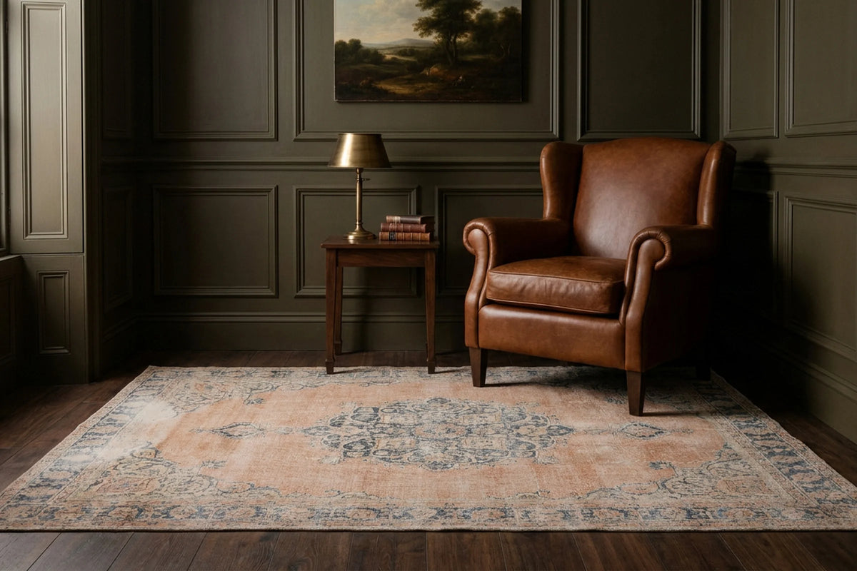 Beige Turkish rug in a snug