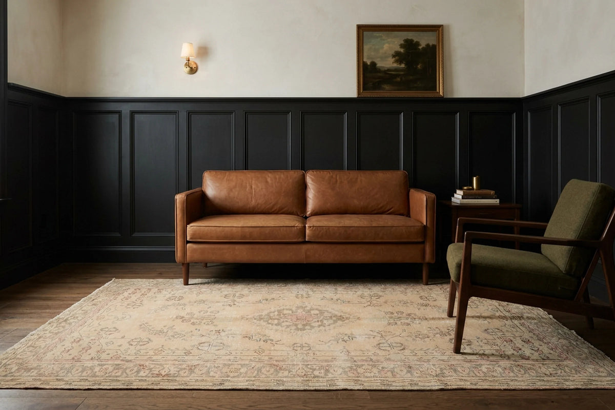 Beige Turkish rug in a styled room