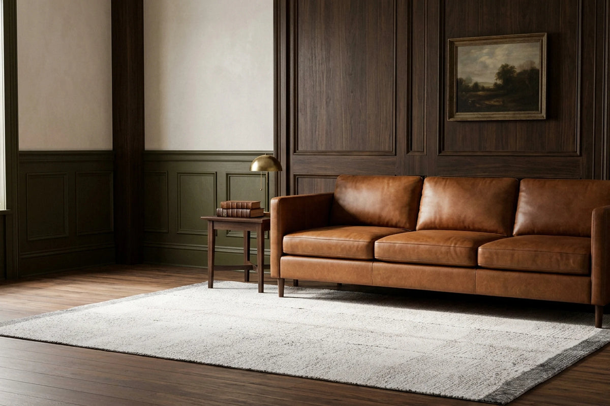 Black Shaggy Wool area rug in a living room