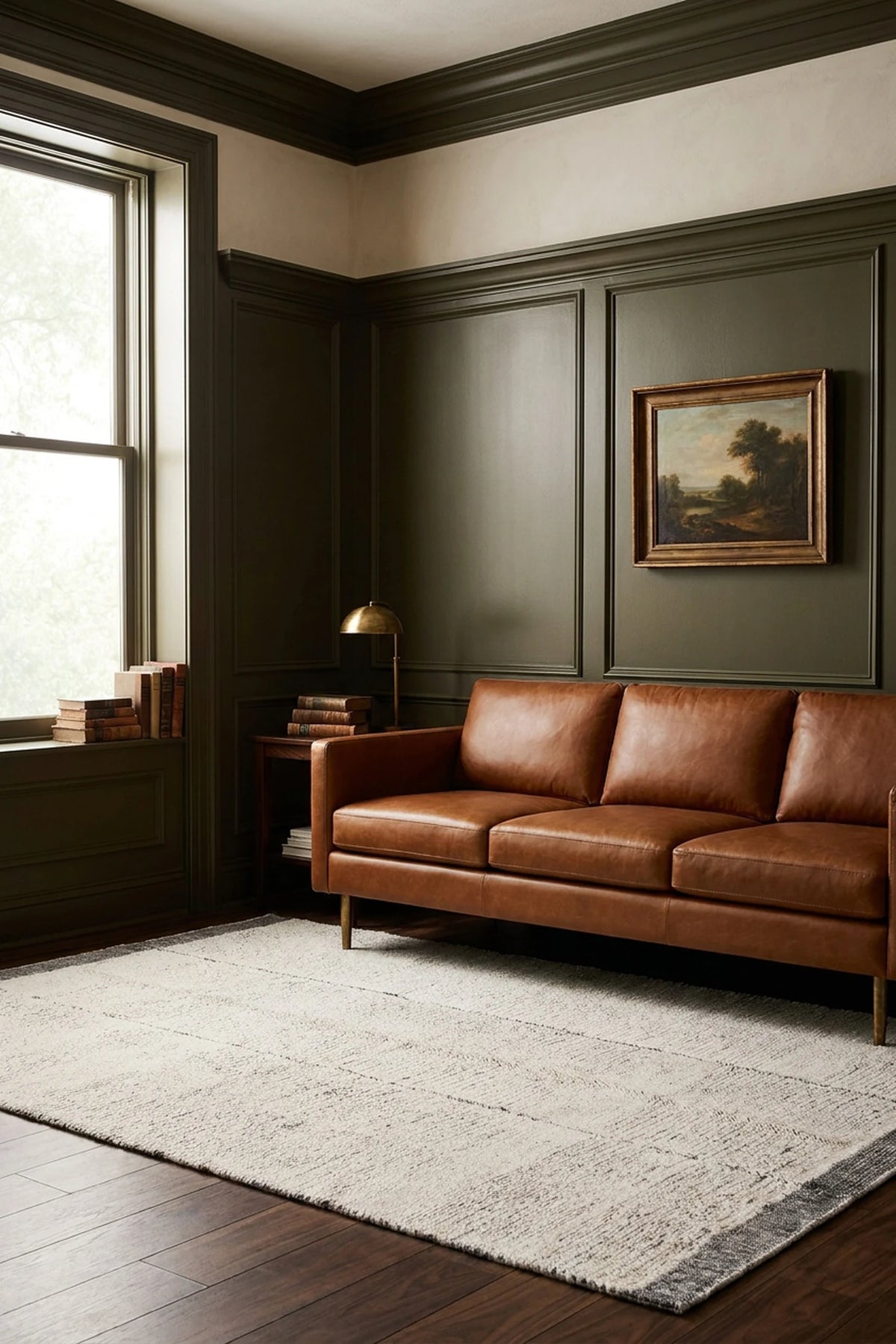 Black Shaggy Wool area rug in a living room