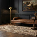 Black Turkish rug in a styled room