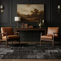 Black Turkish rug in a styled room