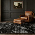 Black Turkish rug in a styled room