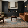 Blue Turkish rug in a kitchen