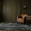 Blue Turkish rug in a styled room