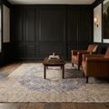 Blue Turkish rug in a styled room
