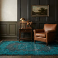 Blue Turkish rug in a styled room