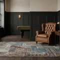 Blue Turkish rug in a styled room