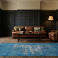 Blue Turkish rug in a styled room