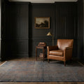 Blue Turkish rug in a styled room