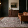 Blue Turkish rug in a styled room