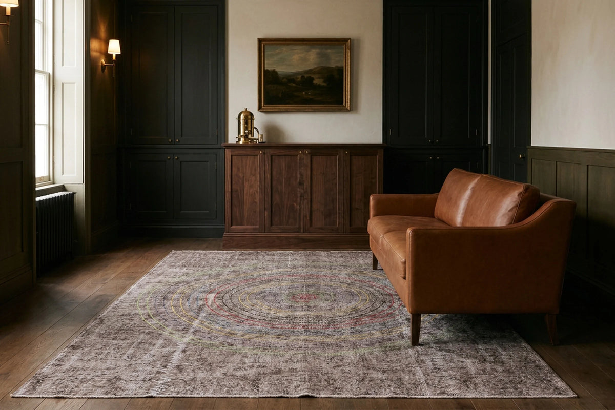 Blue Turkish rug in a styled room
