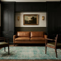 Blue Turkish rug in a styled room