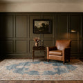 Blue Turkish rug in a styled room