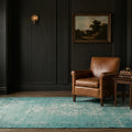 Blue Turkish rug in a styled room