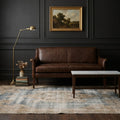 Blue Turkish rug in a styled room