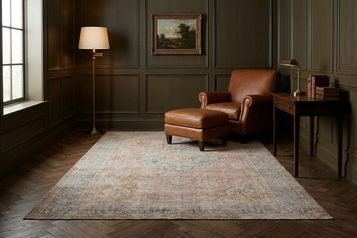 Blue Turkish rug in a landing