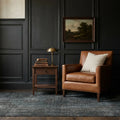 Blue Turkish rug in a styled room