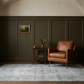 Blue Turkish rug in a styled room