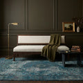 Blue Turkish rug in a styled room