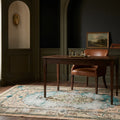 Blue Turkish rug in a styled room