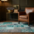Blue Turkish rug in a styled room