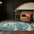 Blue Turkish rug in a library