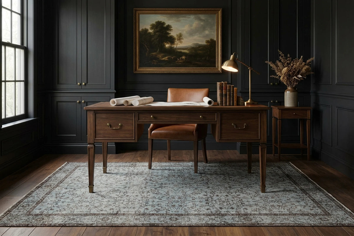Blue Turkish rug in a snug