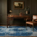 Blue Turkish rug in a styled room