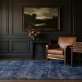 Blue Turkish rug in a styled room