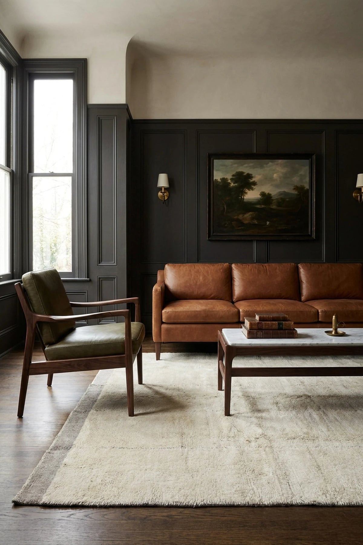 Brown High Pile area rug in a living room